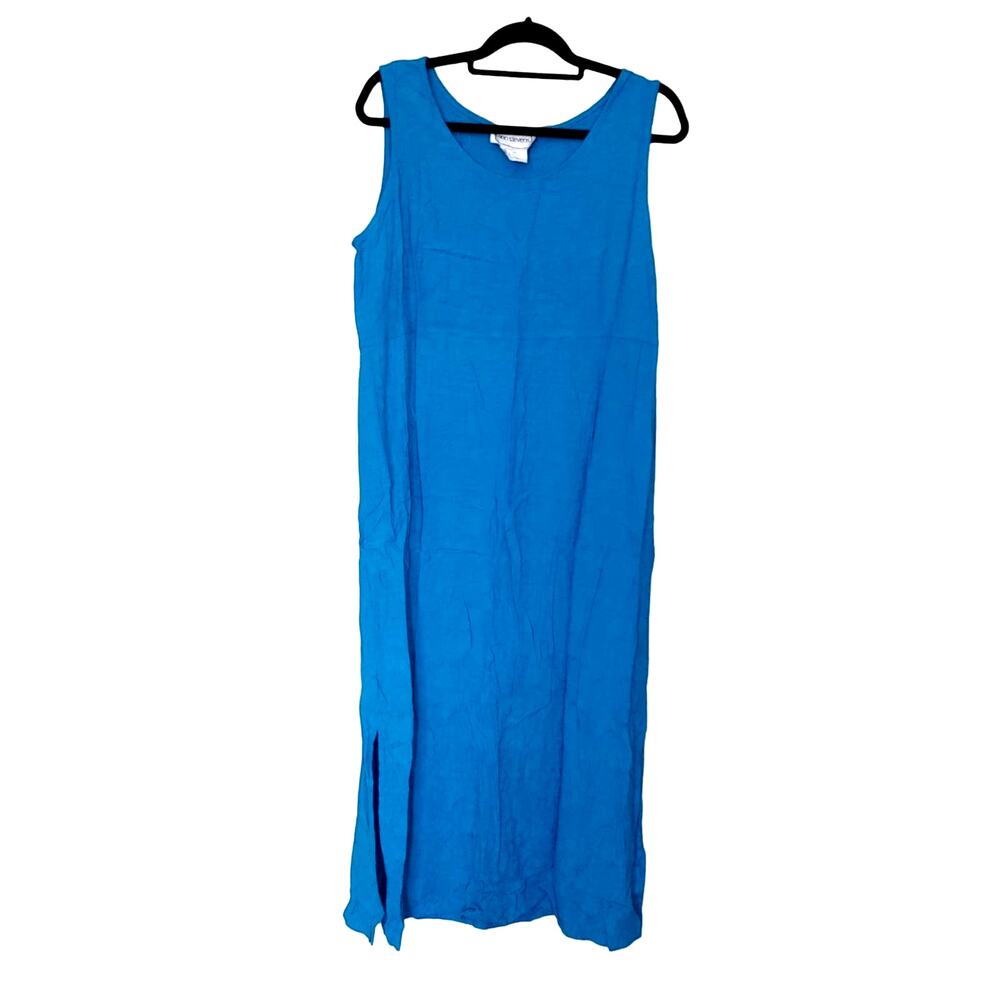 Karin Stevens Size 14 Blue Long Maxi Dress Summer Plus Size Rayon Beach Summer